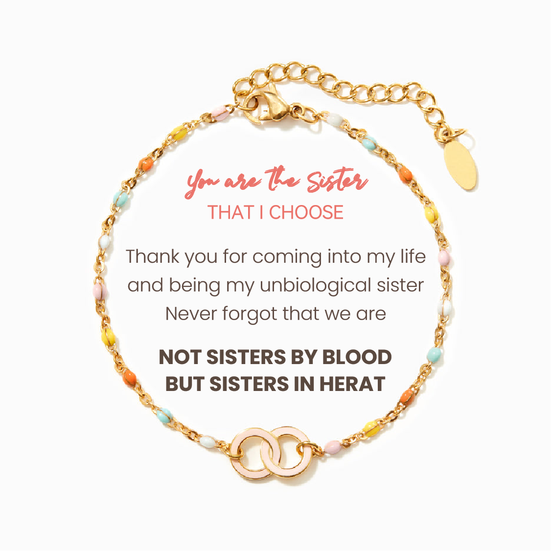 YOU'RE THE SISTER I CHOOSE ENAMEL INTERLOCKING BRACELET