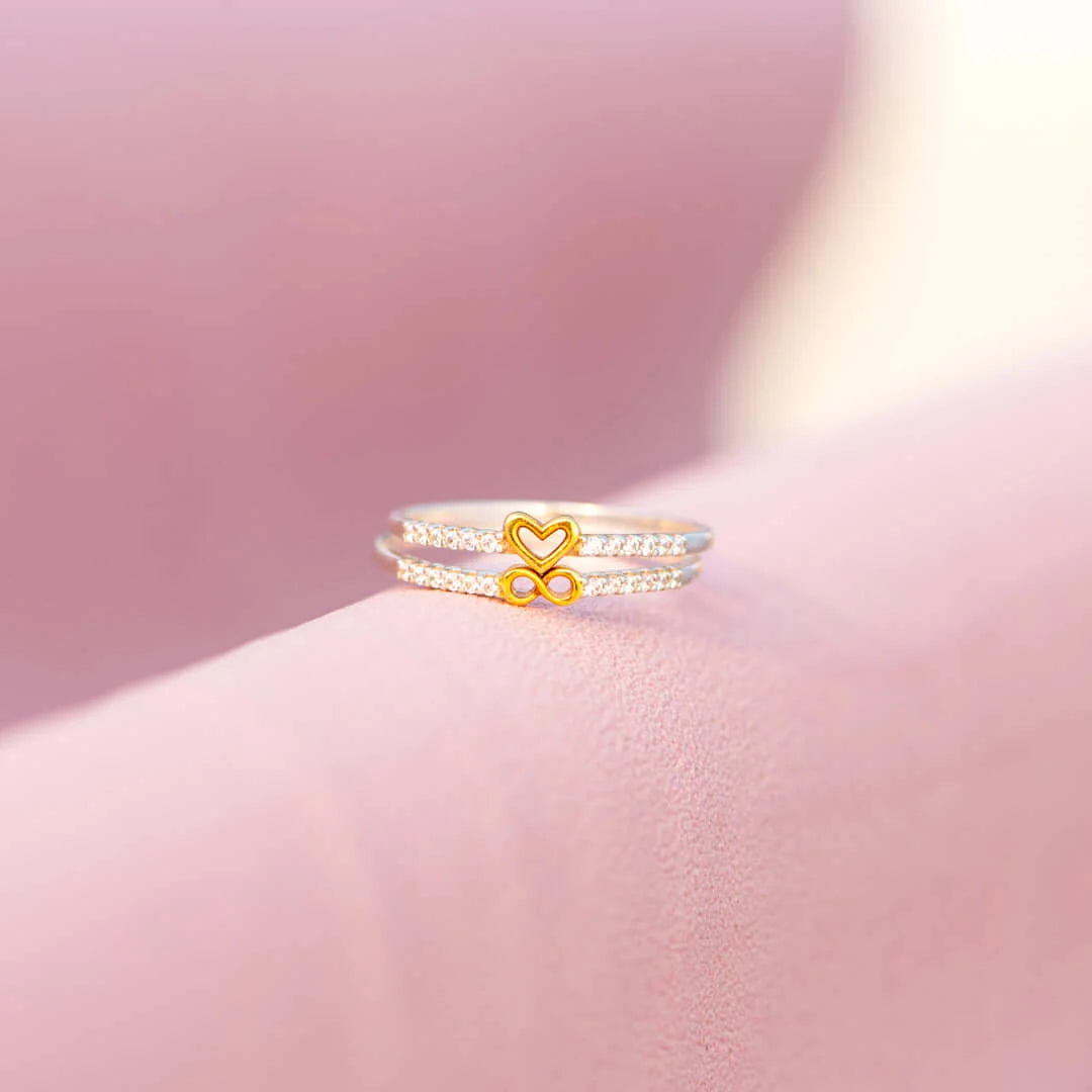 THE LOVE BETWEEN MOTHER&DAUGHTER INFINITY HEART RING SET