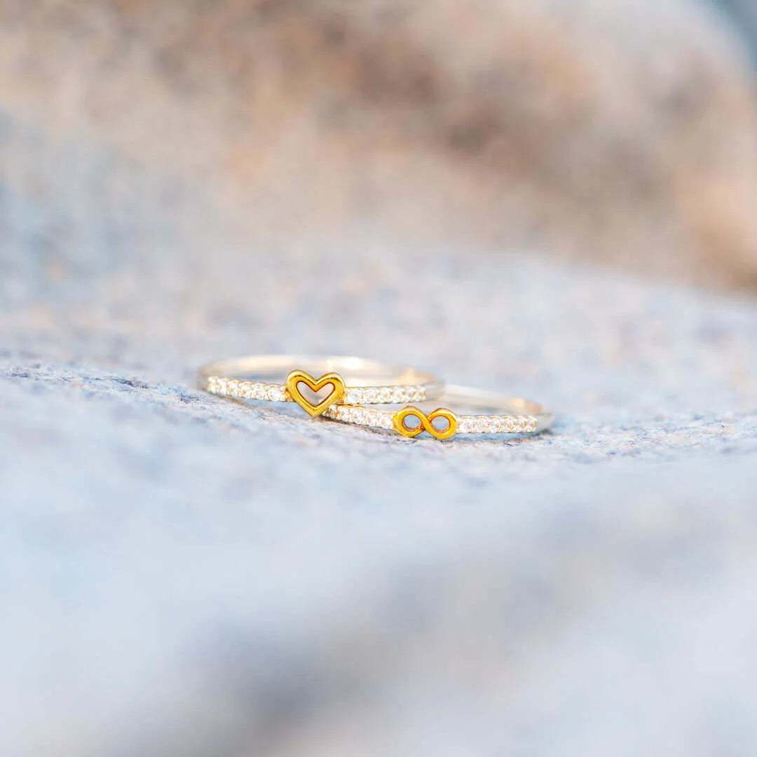 THE LOVE BETWEEN MOTHER&DAUGHTER INFINITY HEART RING SET