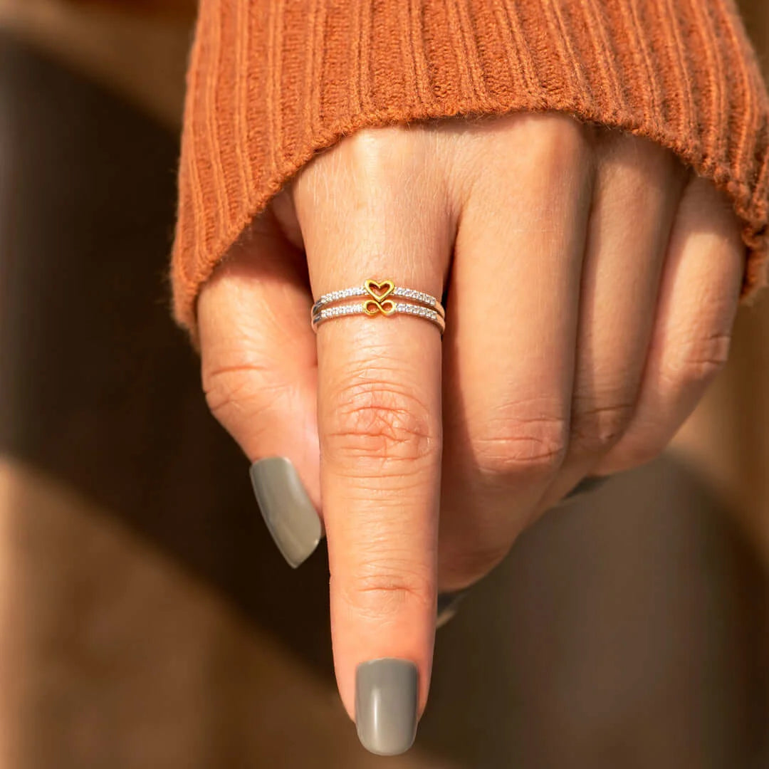 THE LOVE BETWEEN MOTHER&DAUGHTER INFINITY HEART RING SET