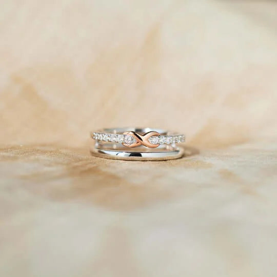 SISTERS ARE WE DOUBLE LAYERED PAVÉ INFINITY RING