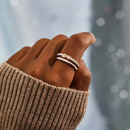 SISTERS ARE WE DOUBLE LAYERED PAVÉ INFINITY RING