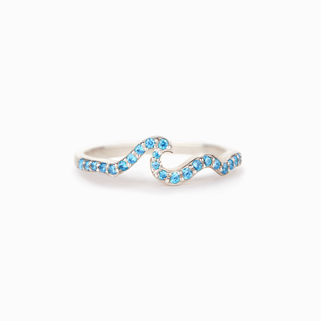 LIFE IS LIKE THE OCEAN PAVÉ WAVE RING