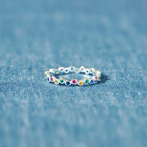 YOU ARE PERFECT RAINBOW STONES RING BAND