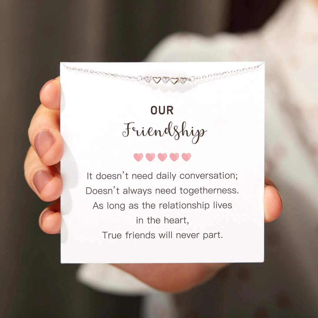 TRUE FRIENDS WILL NEVER PART TINY HEARTS BRACELET