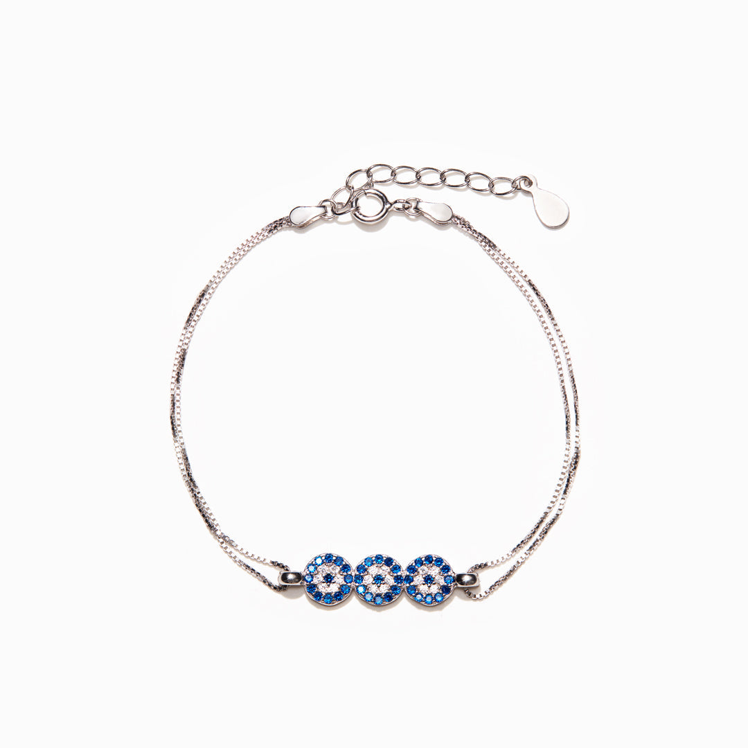 GOOD LUCK TRIPLE EVIL EYE BRACELET