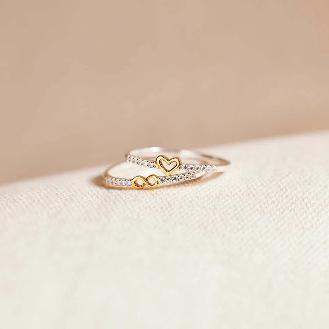 THE LOVE BETWEEN MOTHER&DAUGHTER INFINITY HEART RING SET