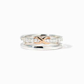 SISTERS ARE WE DOUBLE LAYERED PAVÉ INFINITY RING