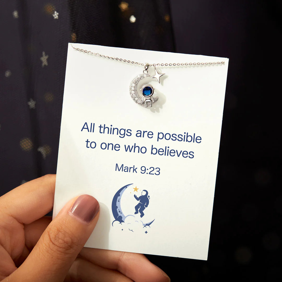 ALL THINGS POSSIBLE ASTRONAUT ON THE MOON NECKLACE