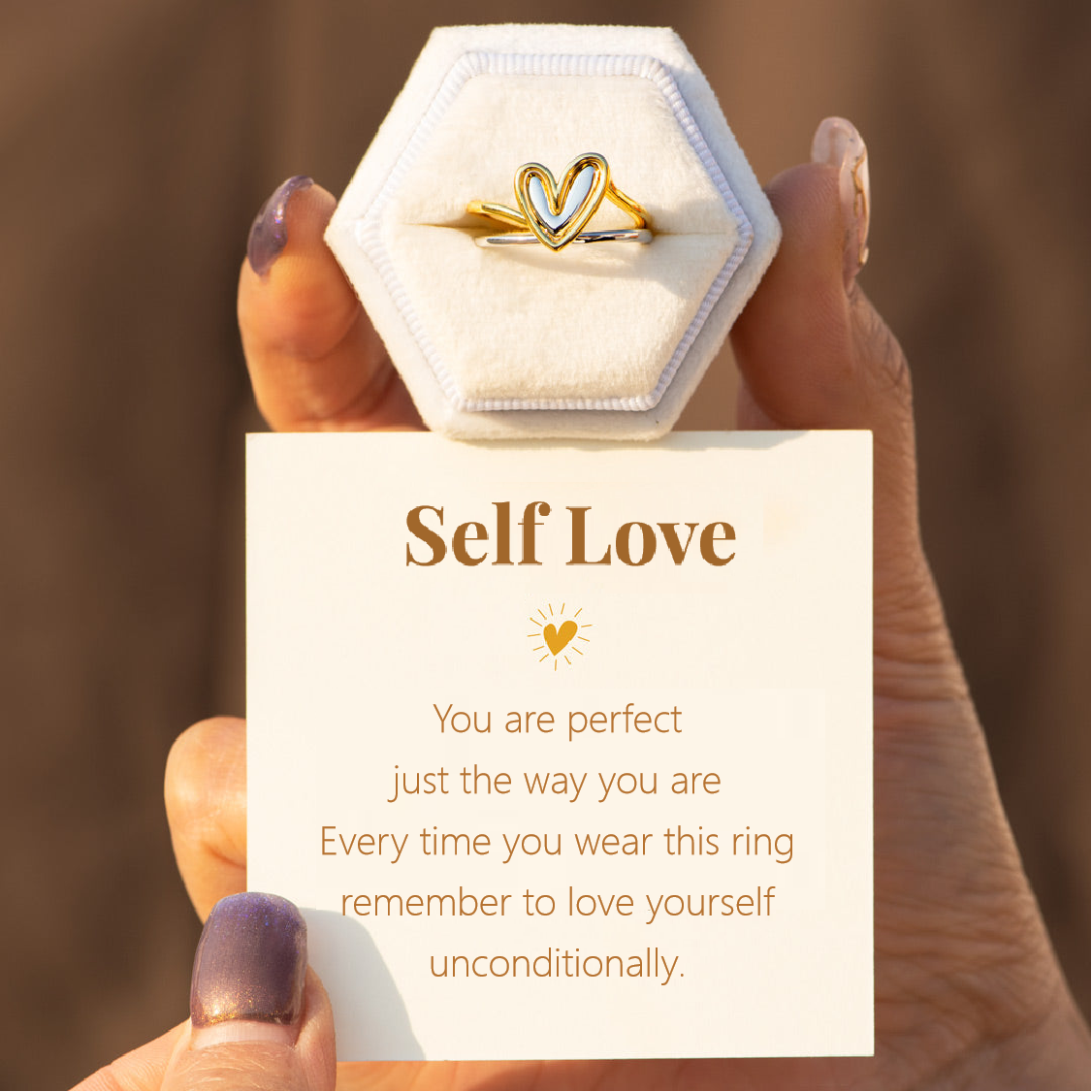 SELF LOVE LAYERED HEART RING