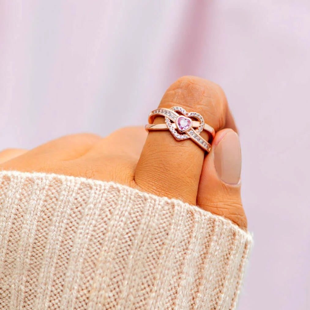 MOM & DAUGHTER INFINITY HEART WITHIN HEART RING