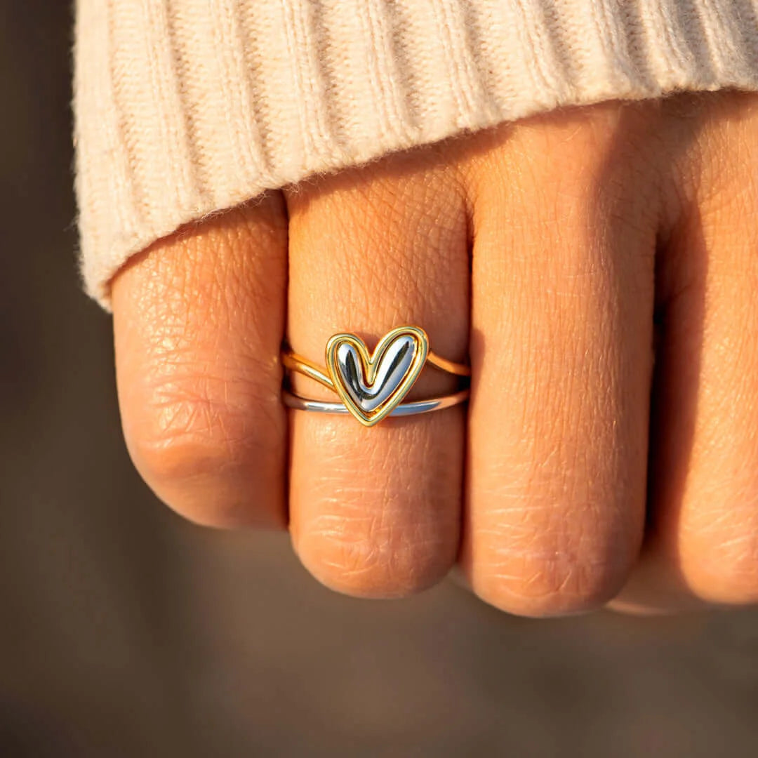 SELF LOVE LAYERED HEART RING