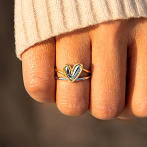 SELF LOVE LAYERED HEART RING