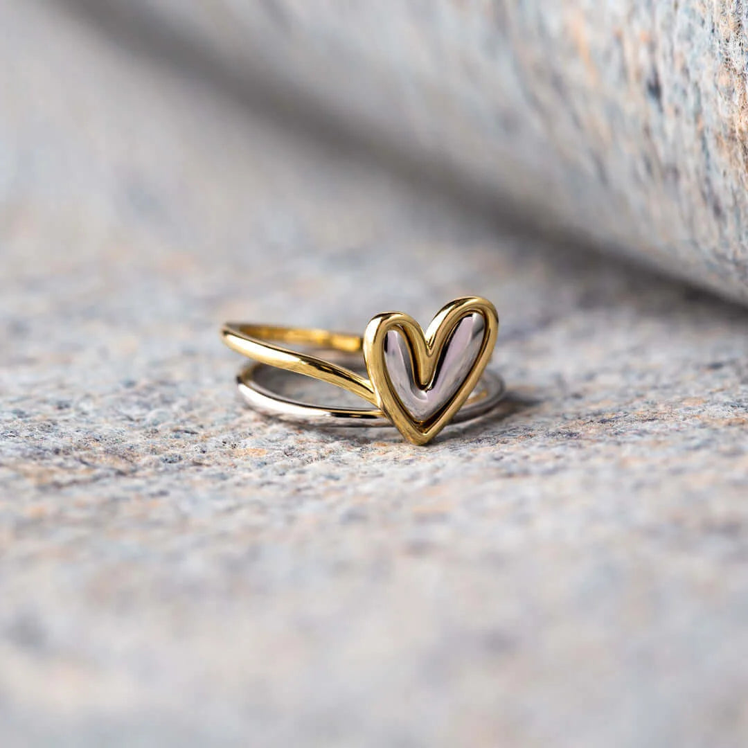 SELF LOVE LAYERED HEART RING