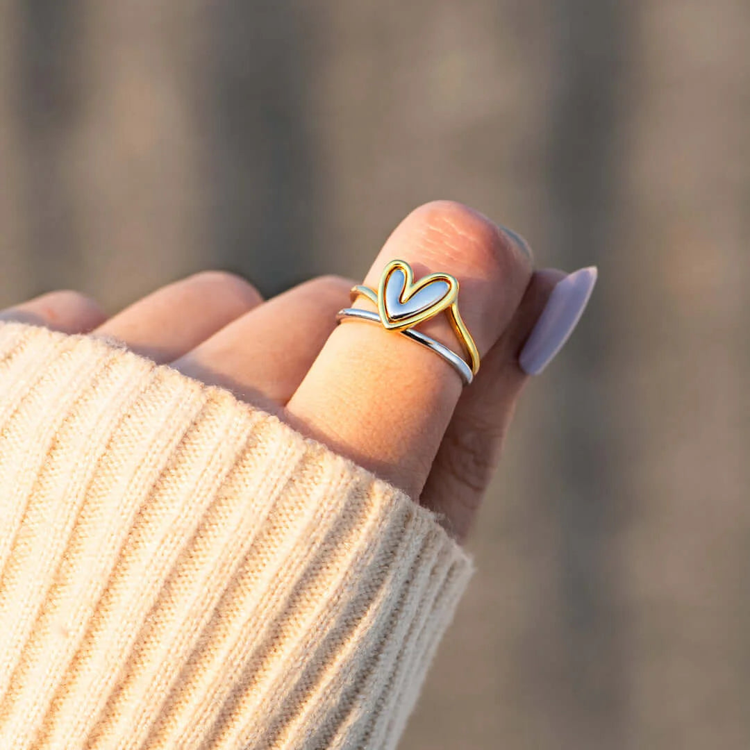 SELF LOVE LAYERED HEART RING