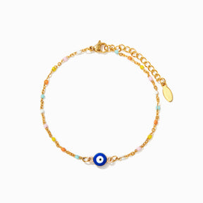 COLOR BEADED BLUE EVIL EYE BRACELET